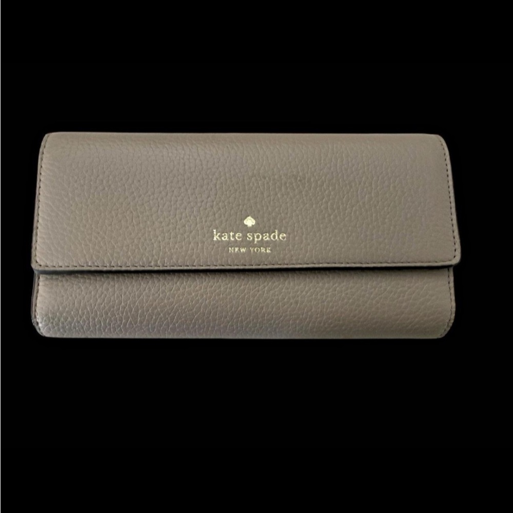 KATE SPADE NY SOUTHPORT AVENUE ROSE SMOKE PEBBLED LEATHER WALLET